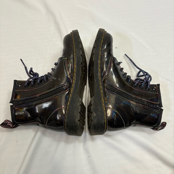 Dr Martens 1460 Sparkle Iridescent Rainbow Black Patent Leather Boots Side Zip - Picture 9 of 12
